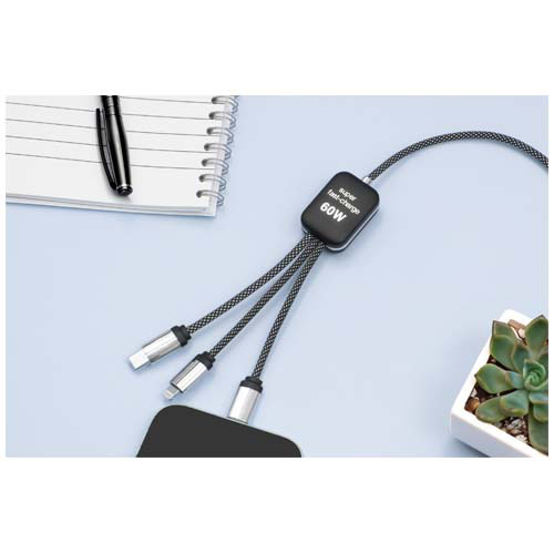 SCX.design C33 kabel do ładowania typu C o mocy 60 W z podwójnym podświetlanym logo Melanż czarny 2PX21390 (7)