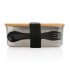 Pudełko śniadaniowe z bambusowym wieczkiem, łyżkowidelec srebrny P269.622 (4) thumbnail