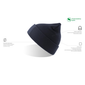 Czapka Beanie z Wywinietym Mankietem Poliester z Recyklingu