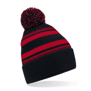 Czapka Beanie Dwuwarstwowa z Pomponem Poliester Recykling - Black & White
