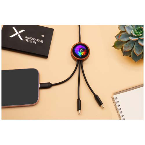 SCX.design C37 kabel do ładowania z podświetlanym logo 5-w-1 rPET i z okrągłą drewnianą obudową Drewno 2PX07171 (8)