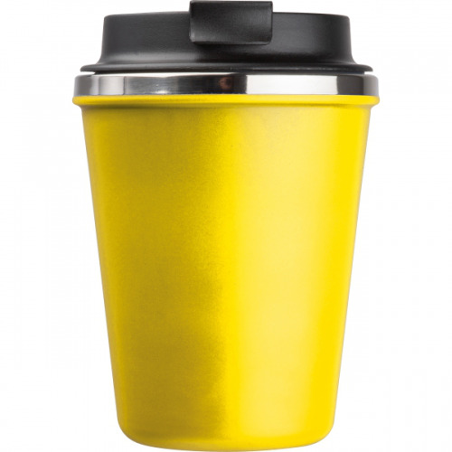 Kubek termiczny 350 ml z powłoką z recyklingu METODY żółty 8496208 (5)