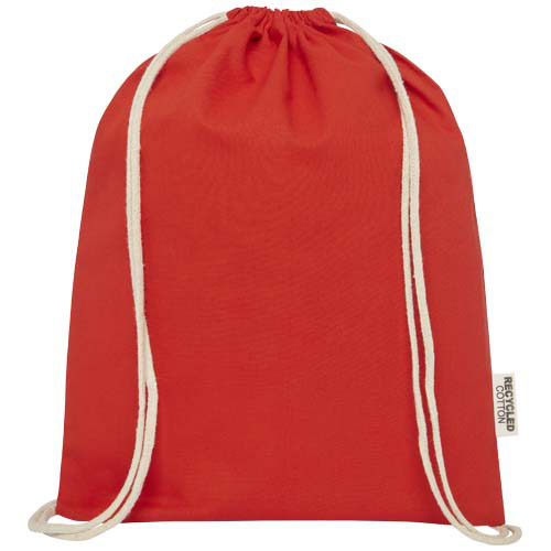 Oregon ściągana sznurkiem torba na zakupy z bawełny z recyklingu z certyfikatem GRS 140 g/m² Czerwony 12073521 (1)