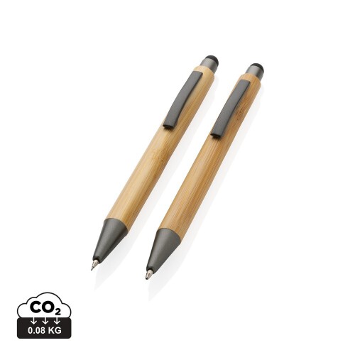 Bambusowy zestaw piśmienny, długopis i ołówek brązowy P611.109 (6)