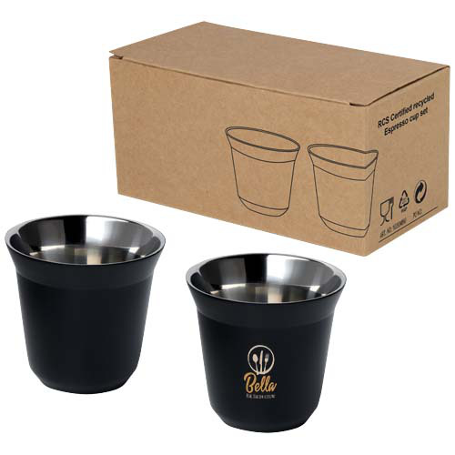 Duo zestaw filiżanek do espresso ze stali nierdzewnej z certyfikatem RCS 80 ml  Czarny 10080490 (1)