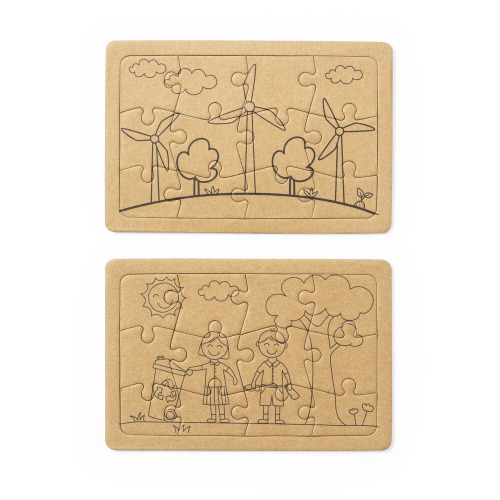 Zestaw puzzli z kartonu z recyklingu, 2 szt. Neutralny V1008-00 (1)