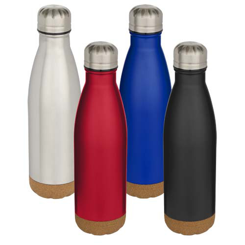 Cove butelka na wodę o pojemności 500 ml ze stali nierdzewnej z podwójnymi ściankami i izolacją próżniową oraz detalami korkowymi Czerwony 10089221 (3)