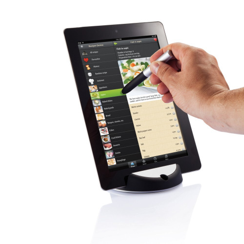 Stojak na tablet Chef, touch pen Czarny, srebrny P261.171 (3)