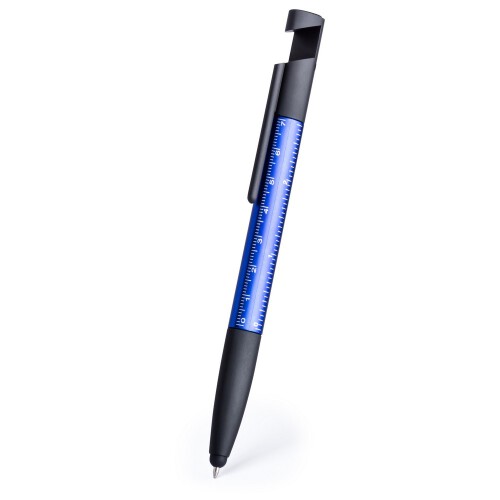 Długopis wielofunkcyjny, czyścik do ekranu, linijka, stojak na telefon, touch pen, śrubokręty granatowy V1849-04 