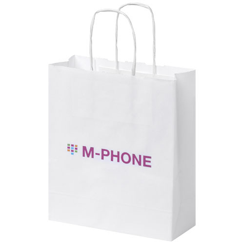 Torba z papieru Kraft ze skręconymi uchwytami – 18 x 8 x 21 cm Biały 1PQ00101 