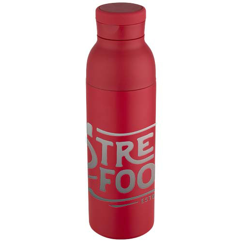 Illuminate butelka termiczna o pojemności 650 ml z podwójnymi ściankami, wykonana ze stali nierdzewnej z recyklingu z certyfikatem RCS. Czerwony 10083821 (1)