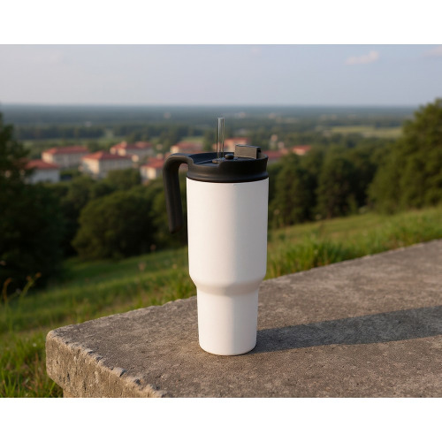Kubek termiczny 1100 ml Air Gifts z ergonomicznym uchwytem | Ony Biały VA094-02 (4)