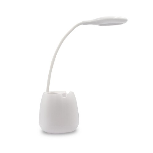 Lampka na biurko, głośnik bezprzewodowy 3W, stojak na telefon, pojemnik na przybory do pisania biały V0188-02 (8)