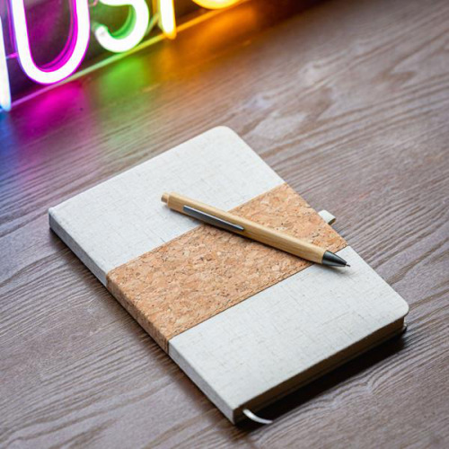 Notes A5 z okładką z lna i korka / BigBang Natural IP25058580 (3)