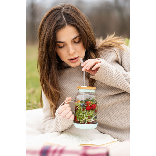 Słoik ze słomką Fuori 600 ml Miętowy VD29859 (2)