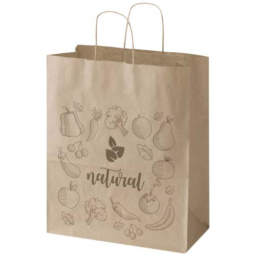 Kraft torba papierowa 80–90 g/m2 ze skręcanymi uchwytami — 32 x 17 x 39 cm Kraftowy brąz 1PQ01006 