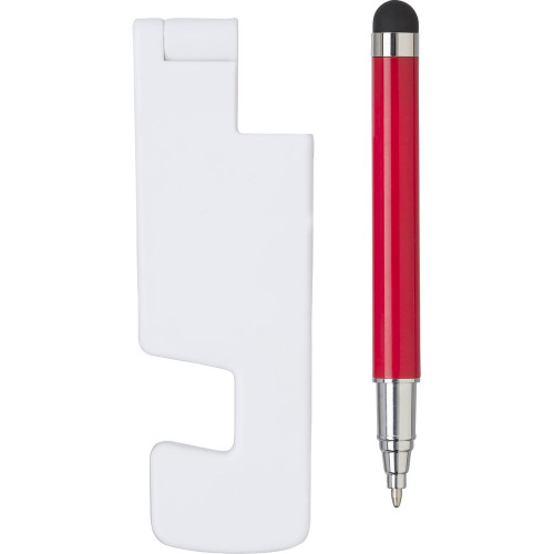 Stojak na telefon, długopis, touch pen czerwony V2872-05 (2)