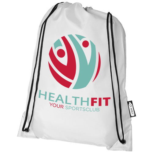 Plecak Oriole ze sznurkiem ściągającym z recyklowanego plastiku PET Biały 12046104 (1)