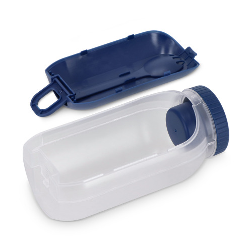 Pudełko na lunch z przegródką na sos, z łyżką i widelcem Ciemnoniebieski LT90427-N0010 (4)
