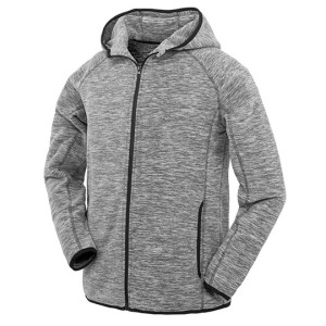 Bluza Męska z Kapturem Oddychająca Szybkoschnąca - Marl Grey & Black