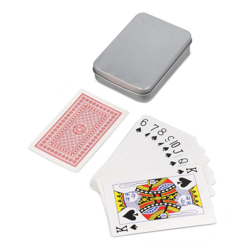 Karty do gry w blaszanym pudełku Srebrny / czerwony LT90790-N0521 (1)