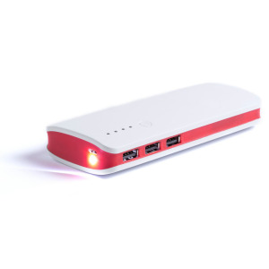 Power bank 10000 mAh, lampka LED Czerwony