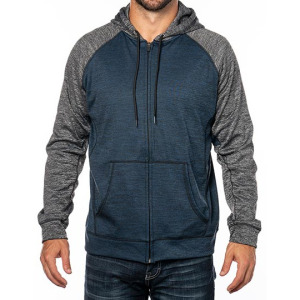 Bluza z Kapturem Męska Raglanowa Poliestrowa - Black & Heather Charcoal
