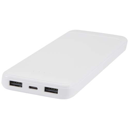 Adhil powerbank o pojemności 10.000 mAh i mocy 10 W z tworzyw sztucznych pochodzących z recyklilngu z 2 wbudowanymi kablami Biały 12445901 (5)