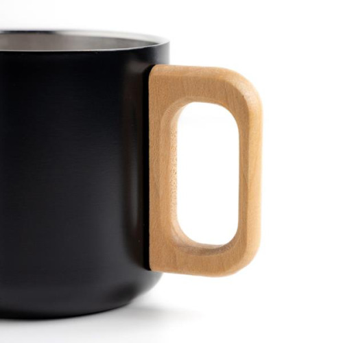 Kubek ze stali nierdzewnej o podwójnych ściankach o pojemności 350 ml, drewniany uchwyt / Neosteel Biały IP37072000 (6)