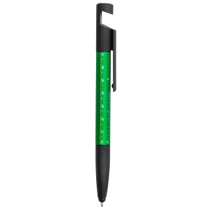 Długopis wielofunkcyjny, czyścik do ekranu, linijka, stojak na telefon, touch pen, śrubokręty zielony