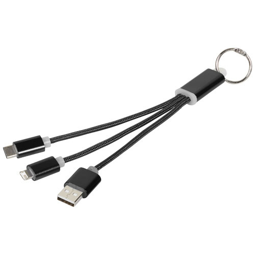 Kabel do ładowania 3w1 Metal z kółkiem na klucze Czarny 13496100 