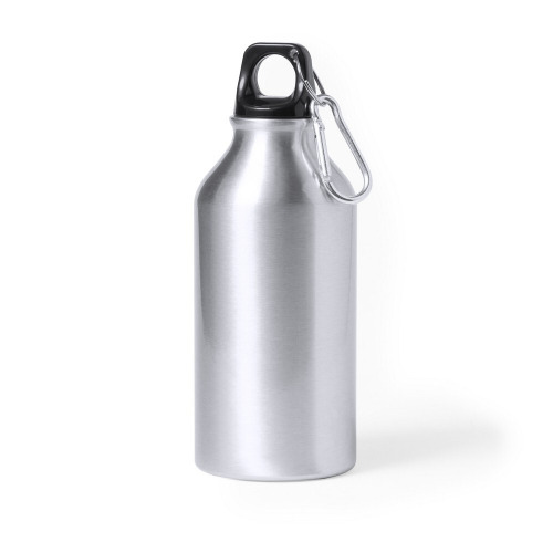 Butelka sportowa 400 ml z aluminium z recyklingu, z karabińczykiem srebrny V1065-32 