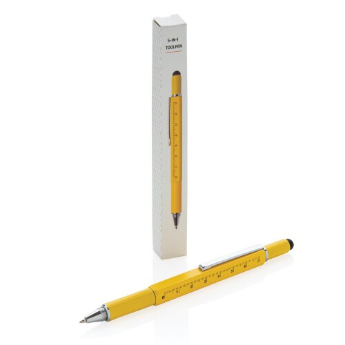 Długopis wielofunkcyjny, poziomica, śrubokręt, touch pen żółty V1996-08 (10)