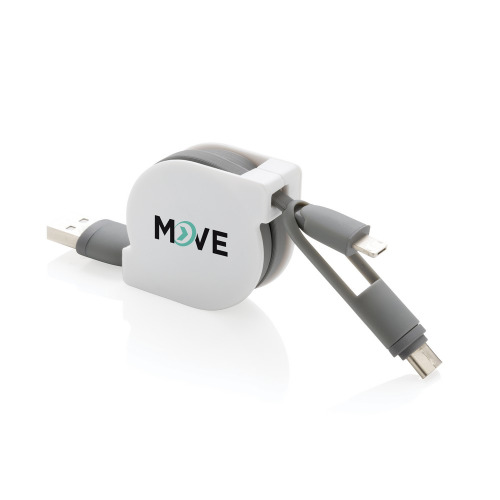 Zwijany kabel do ładowania i synchronizacji 3 w 1 Biały P302.223 (7)