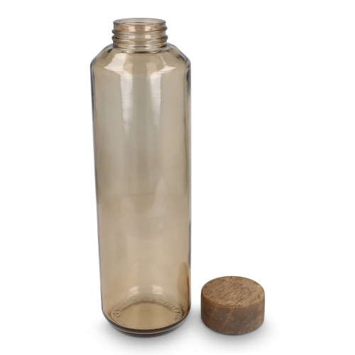 Butelka InSideOut z recyklingowanego szkła ReuuZ z drewnianym korkiem 650 ml Transparentny / brązowy LT57013-N0451 (1)