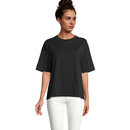 BOXY WOMEN T-SHIRT OVERSIZE Deep Black S03807-DB-XL 