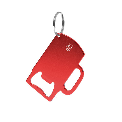 Brelok do kluczy, otwieracz do butelek z aluminium z recyklingu Czerwony VA701-05 