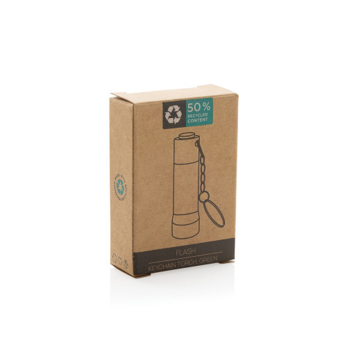 Brelok do kluczy z aluminium z recyklingu, latarka Flash Zielony P514.0407 (9)