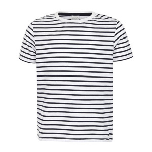 T-shirt Dziecięcy Regularny Bawełniany w Paski - White & Oxford Navy