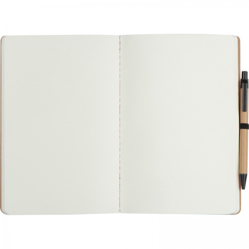 Notatnik A5 z czystymi stronami i długopisem z materiałów z recyklingu CHLOE Czarny 2377603 (6)