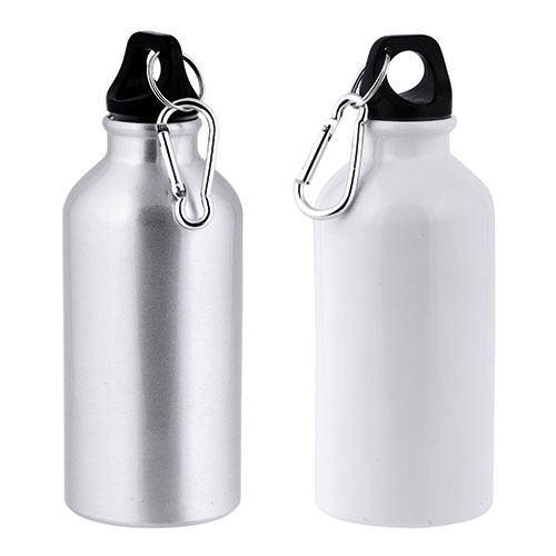 Aluminiowa butelka pod sublimację, z karabińczykiem, 400 ml / Ollaf Biały IP30038200 (2)