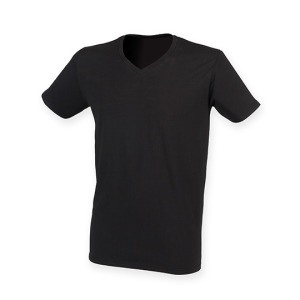 T-shirt Męski Slim Bawełna Elastan Dekolt V