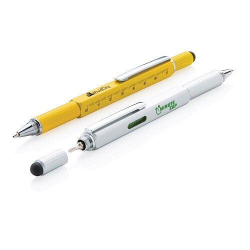 Długopis wielofunkcyjny, poziomica, śrubokręt, touch pen żółty V1996-08 (12)