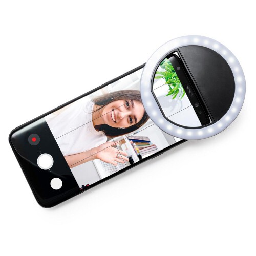 Lampka pierścieniowa LED do telefonu, lampka do selfie czarny V0197-03 (2)
