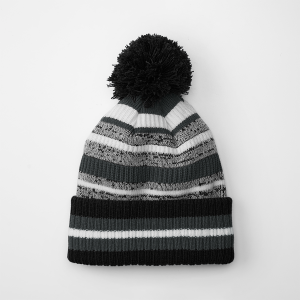 Czapka Zimowa Dzianinowa z Pomponem - Black & Kelly Green
