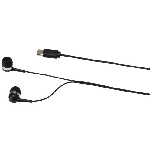 Dofida przewodowe słuchawki douszne typu C z pudełkiem do przechowywania wykonanym z tworzyw sztucznych pochodzących z recyklingu Czarny 12443790 (6)