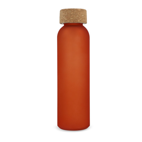 Matowa szklana butelka z recyklingu z korkiem 500ml Ecru / pomarańczowy LT98880-N5426 (1)