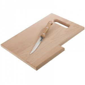 Deska do krojenia drewniana z nożem LIZZANO brązowy