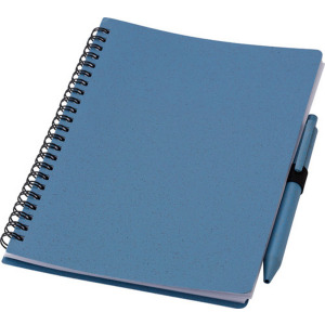 Notatnik ok. A5 ze słomy pszenicznej z długopisem niebieski