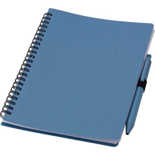 Notatnik ok. A5 ze słomy pszenicznej z długopisem niebieski V0238-11 